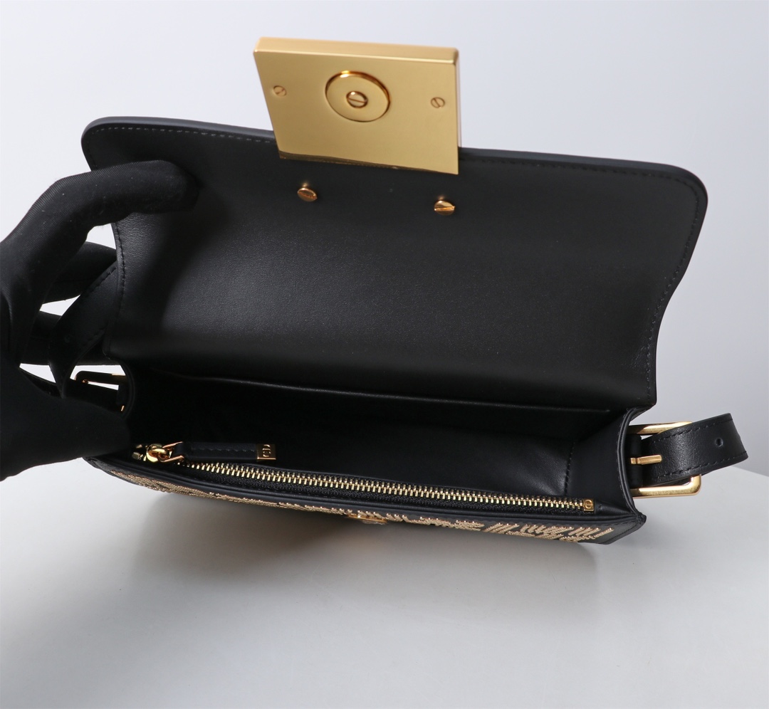 Miss Dior Flap Bag Black Miss Dior Allover Calfskin with Gold-Finish Studs